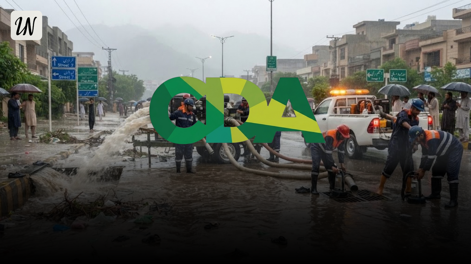 CDA teams conduct rainwater drainage operations in Islamabad after heavy rainfall