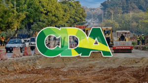 Construction sign for the Korang Bridge and approach road project under the Capital Development Authority.