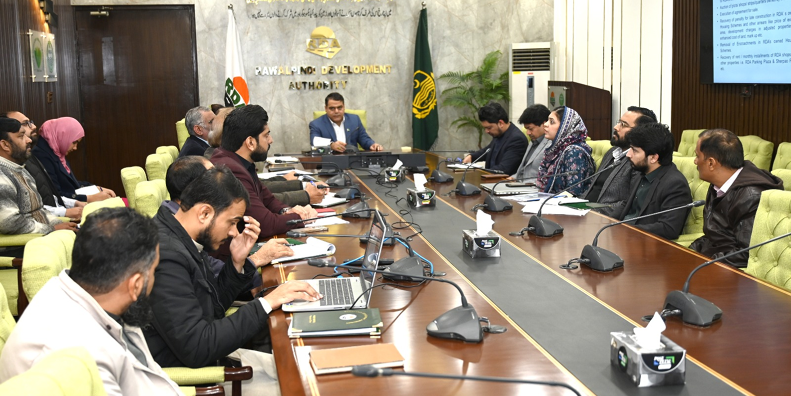 RDA officials review pending issues involving six private housing schemes in Rawalpindi and Gujar Khan
